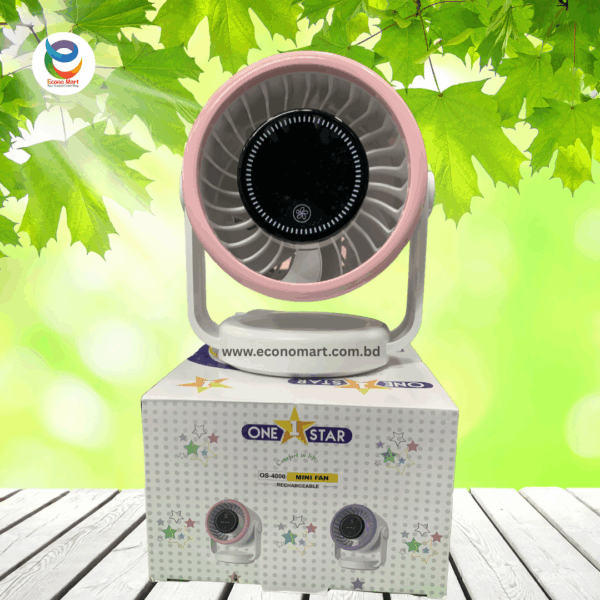 One Star OS400 Mini Fan Rechargeable – 5 Speed, TypeC Charging, Long Battery Life